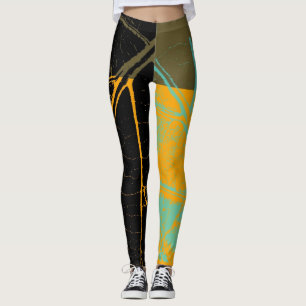 Leggings Naranja Vintage Black Leaf