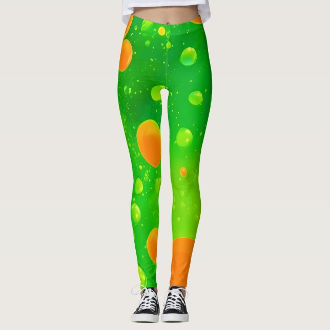 Leggings Naranja y el arte abstracto de la burbuja verde (Anverso)