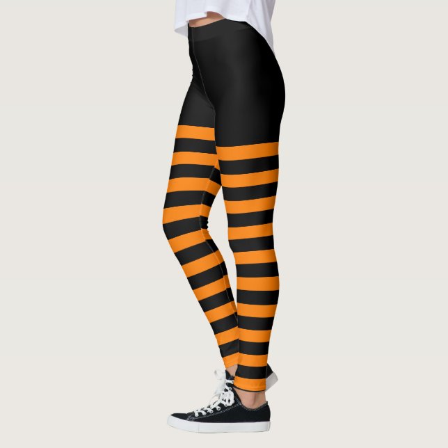Leggings Naranja y franjas negras Halloween Bruja a rayas (Izquierda)