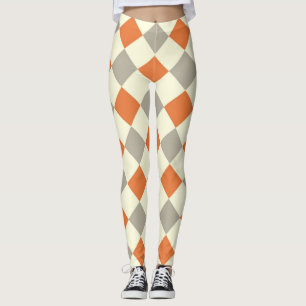 Leggings Naranja Y GRIS DE PATRÓN DE HARLEQUIN
