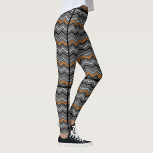 Leggings Naranja Zig Zag con franjas negras