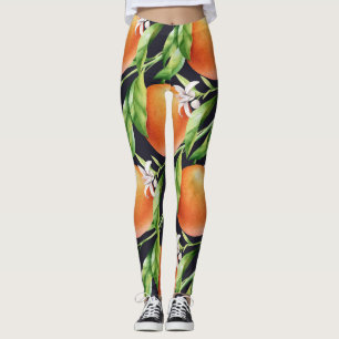 Leggings Naranjas de acuarela: Patrón sin foco de cítricos