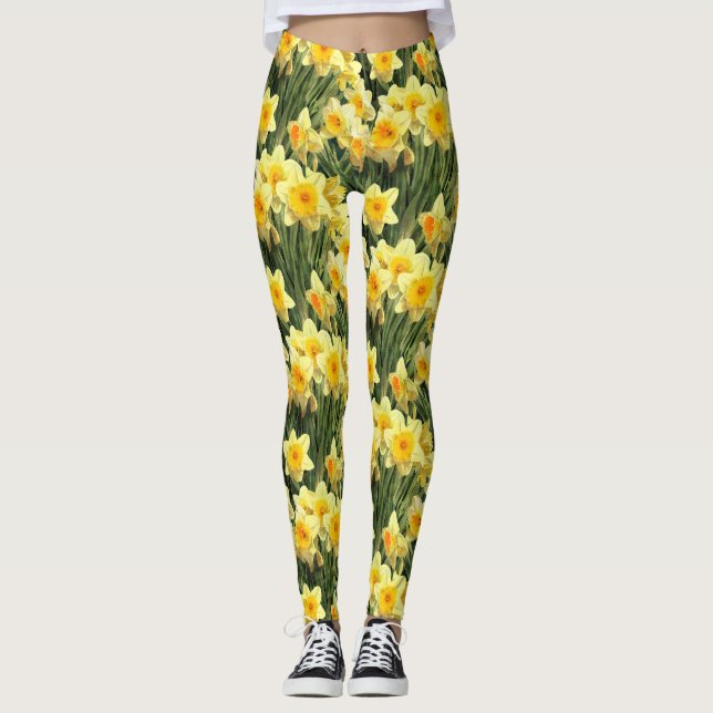 Leggings Narcisos amarillos de la primavera (Anverso)