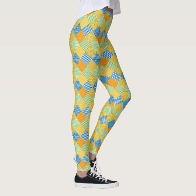 Leggings Narcisos Dorados Faux Patchwork para Personalizar (Derecha)