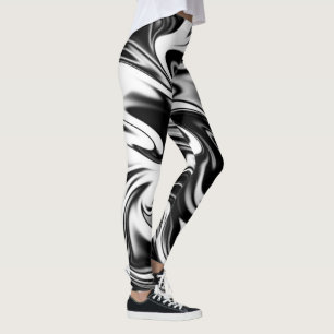 Leggings "Natación cósmica: Elegancia de mármol blanco y ne