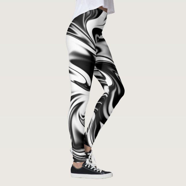 Leggings "Natación cósmica: Elegancia de mármol blanco y ne (Derecha)