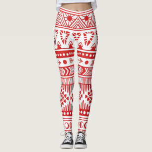 Leggings Nativo Americano: Doodle de tinta roja.