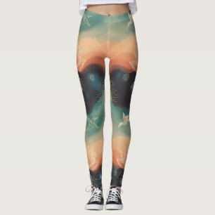 Leggings Naturaleza abstracta: diseño minimalista de loto y