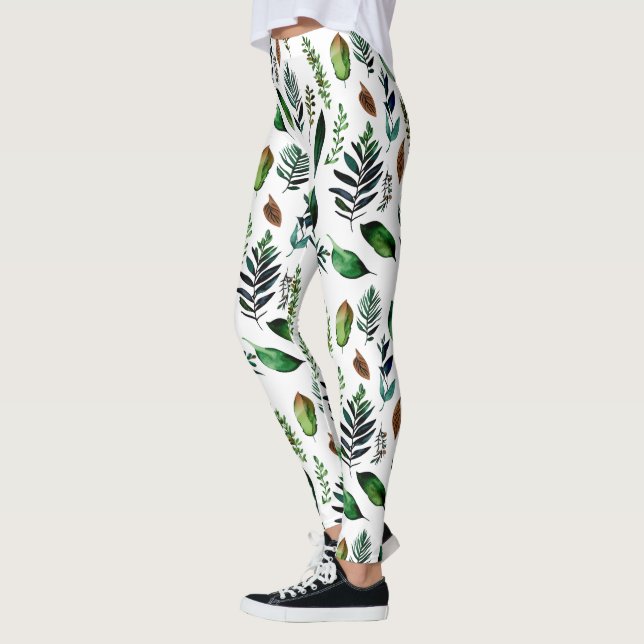 Leggings Naturaleza botánica del follaje verde (Izquierda)