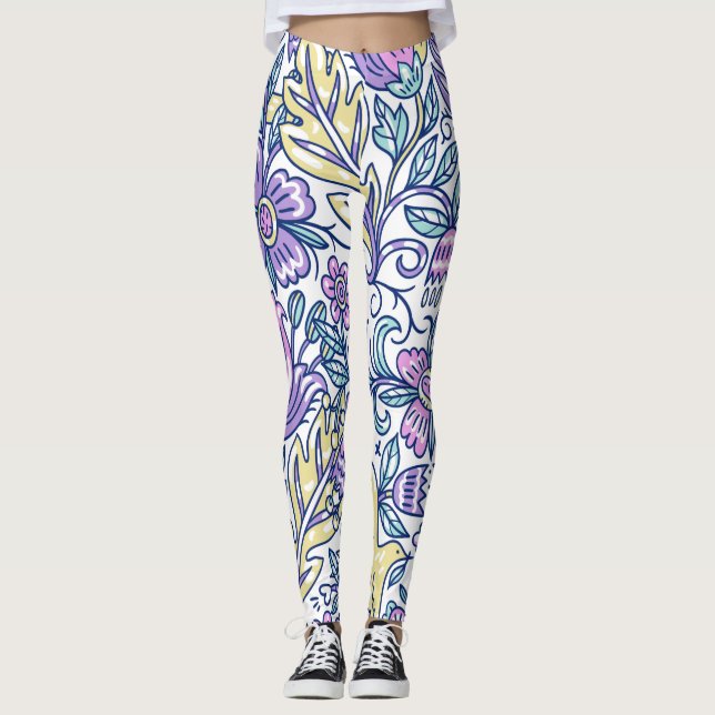 Leggings Naturaleza colorida de flores acuáticas elegante (Anverso)