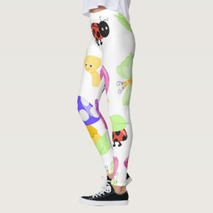 Leggings Naturaleza Cute Ladybugs Leyendas Blancas Para Muj