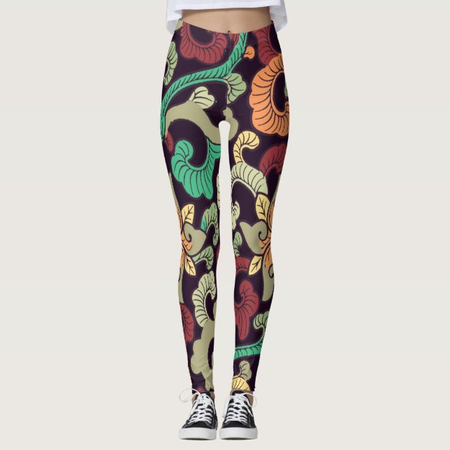 Leggings Naturaleza de Boho floral, insectos de estilo zen  (Anverso)