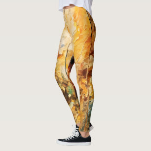 Leggings Naturaleza de la hoja marrón Serenidad Resumen Art