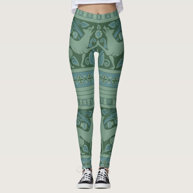 Leggings Naturaleza del perro Art Decó Nouveau Patrón anima (Anverso)