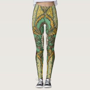 Leggings Naturaleza floral verde africana y amarilla arte d