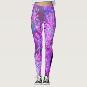 Leggings Naturaleza Retro Abstracta Fría en Rosa Caliente y