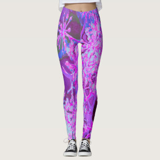 Leggings Naturaleza Retro Abstracta Fría en Rosa Caliente y