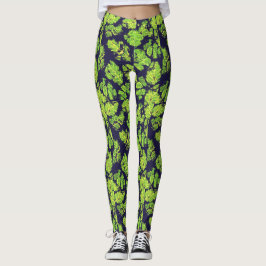 Leggings Naturaleza verde Hoja de pintura acrílica