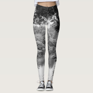 Leggings Naturaleza y lago blancos y negros, frescos,