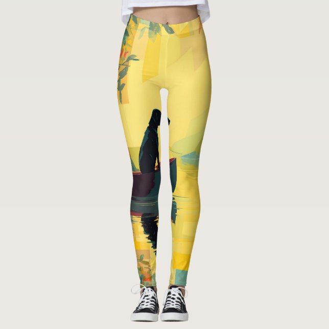 Leggings Nature Minimalist Black Labrador Canoe (Anverso)