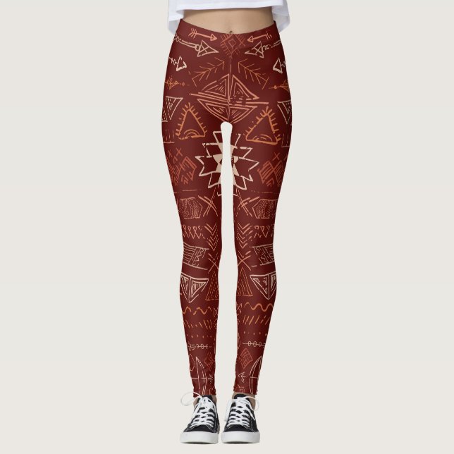 Leggings Navajo Aztec: Patrón de Doodle Étnico. (Anverso)