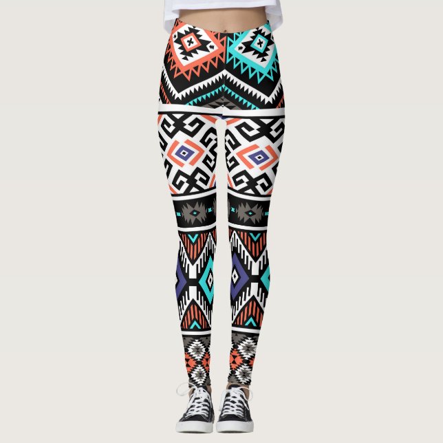 Leggings Navajo Tribal Retro: Sin Marea Geométrica. (Anverso)