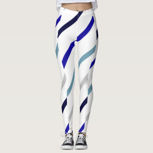 Leggings Navía azul real blanca a rayas onduladas y azul gr