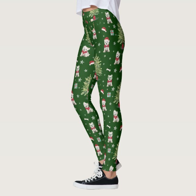 Leggings Navidad caprichosa Westie Blanco (Izquierda)