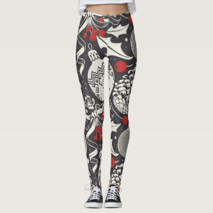 Leggings Navidad Dibujada a Mano: Patrón Continuo de Muérda