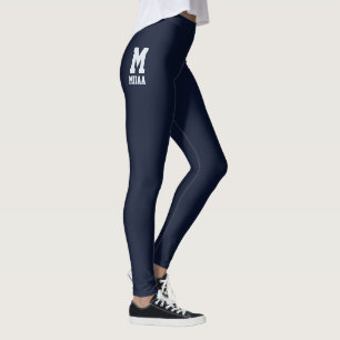Leggings Navidad Feliz Personalizada Medianoche Plata Marin