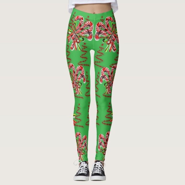 Leggings Navidad Festejos Caramelo de Caña Abstracto (Anverso)