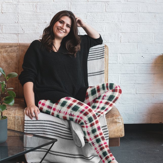 Leggings Navidad moderna a cuadros | Feliz alegre divertida (Subido por el creador)