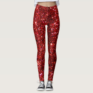Leggings Navidad Rojo y Negro Falso Brillo Navidad
