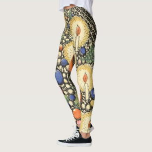 Leggings Navidad Vintage, Árbol con Velas y una Estrella