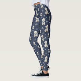 Leggings Navidad Westie Blanca