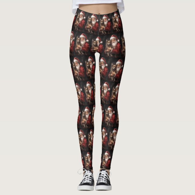 Leggings Navidades australianos de Kelpie con Santa Claus (Anverso)