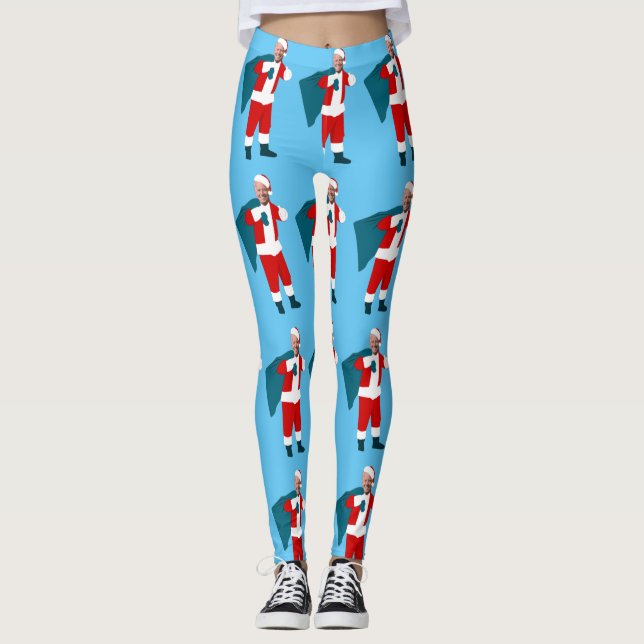Leggings navidades azules de santa claus joe biden (Anverso)
