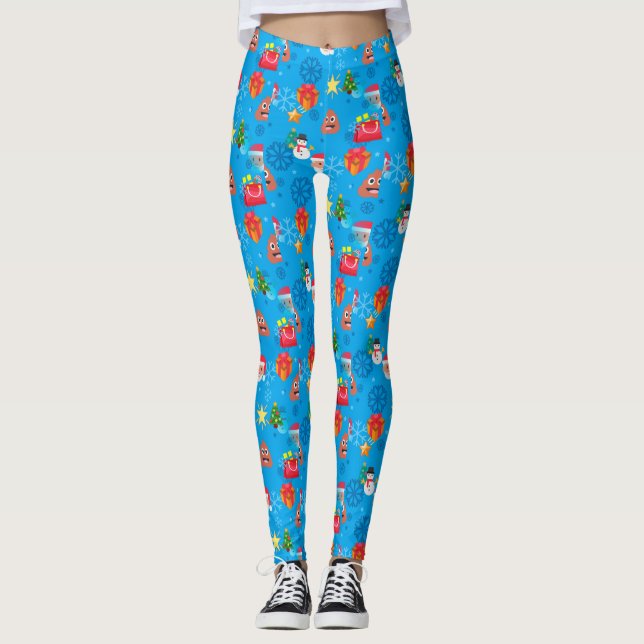 Leggings navidades azules poop emoji (Anverso)