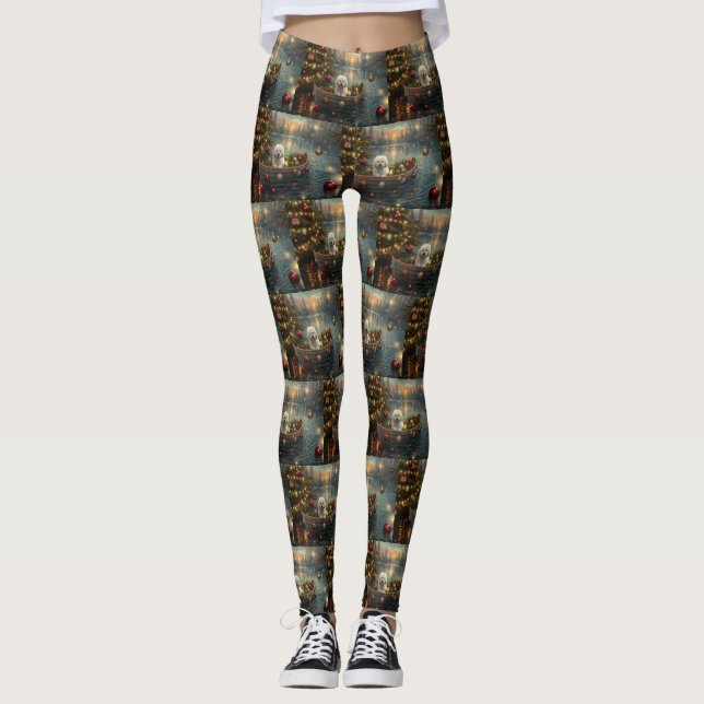 Leggings Navidades Bichon Frise Voyage festivo (Anverso)