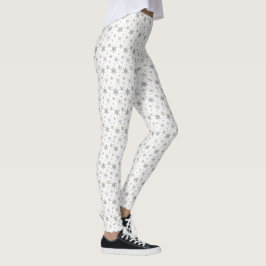 Leggings Navidades blancos de vacaciones doradas con copos 