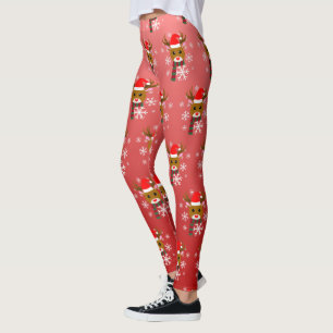 Leggings Navidades blancos Rudolph, reno de la nariz roja