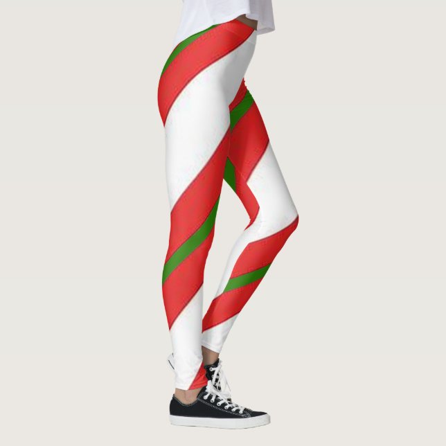 Leggings Navidades blancos y verdes de la caña de caramelo  (Derecha)