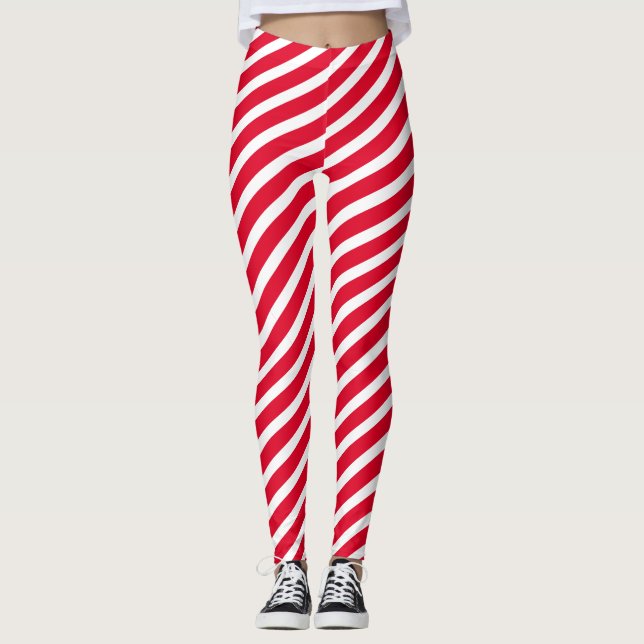 Leggings Navidades Candy Cane Holiday Patrón desechado (Anverso)