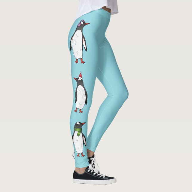 Leggings Navidades Cuidados Pingüinos Gentoo En Azul (Derecha)