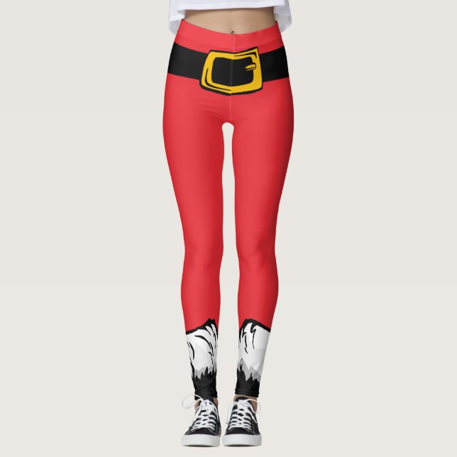 Leggings Navidades curados festejan Santa Pants rojos (Anverso)