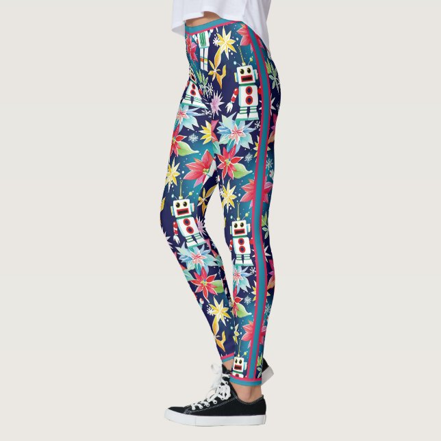 Leggings Navidades curos retro robots floral (Izquierda)