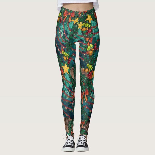 Leggings Navidades de acuarela fantásticos (Anverso)