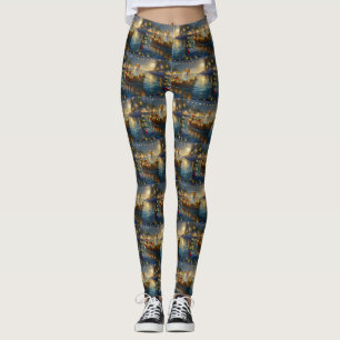 Leggings Navidades de Akita norteamericanos disfrutan de un