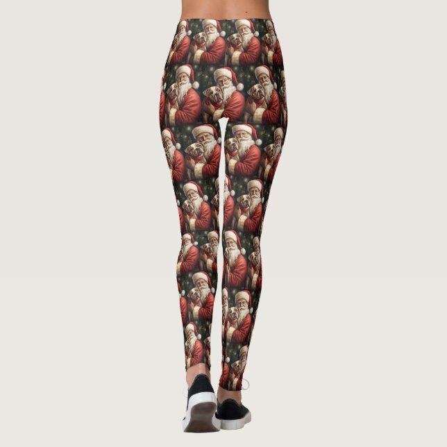 Leggings Navidades de American Staffordshire con Santa Clau (Reverso)