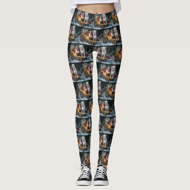 Leggings Navidades de American Staffordshire Snowy Sleigh (Anverso)